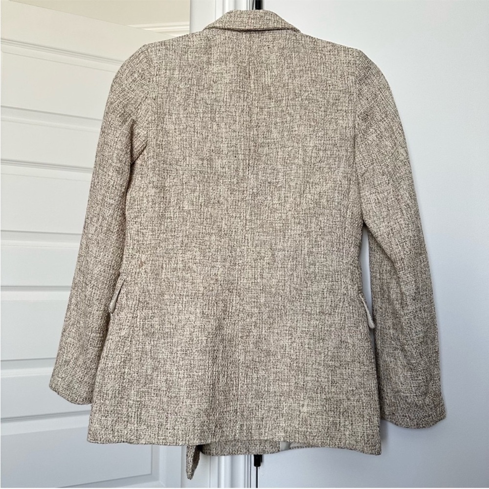 H&M Women's Beige Textured tweed Blazer - Picture 3 of 6